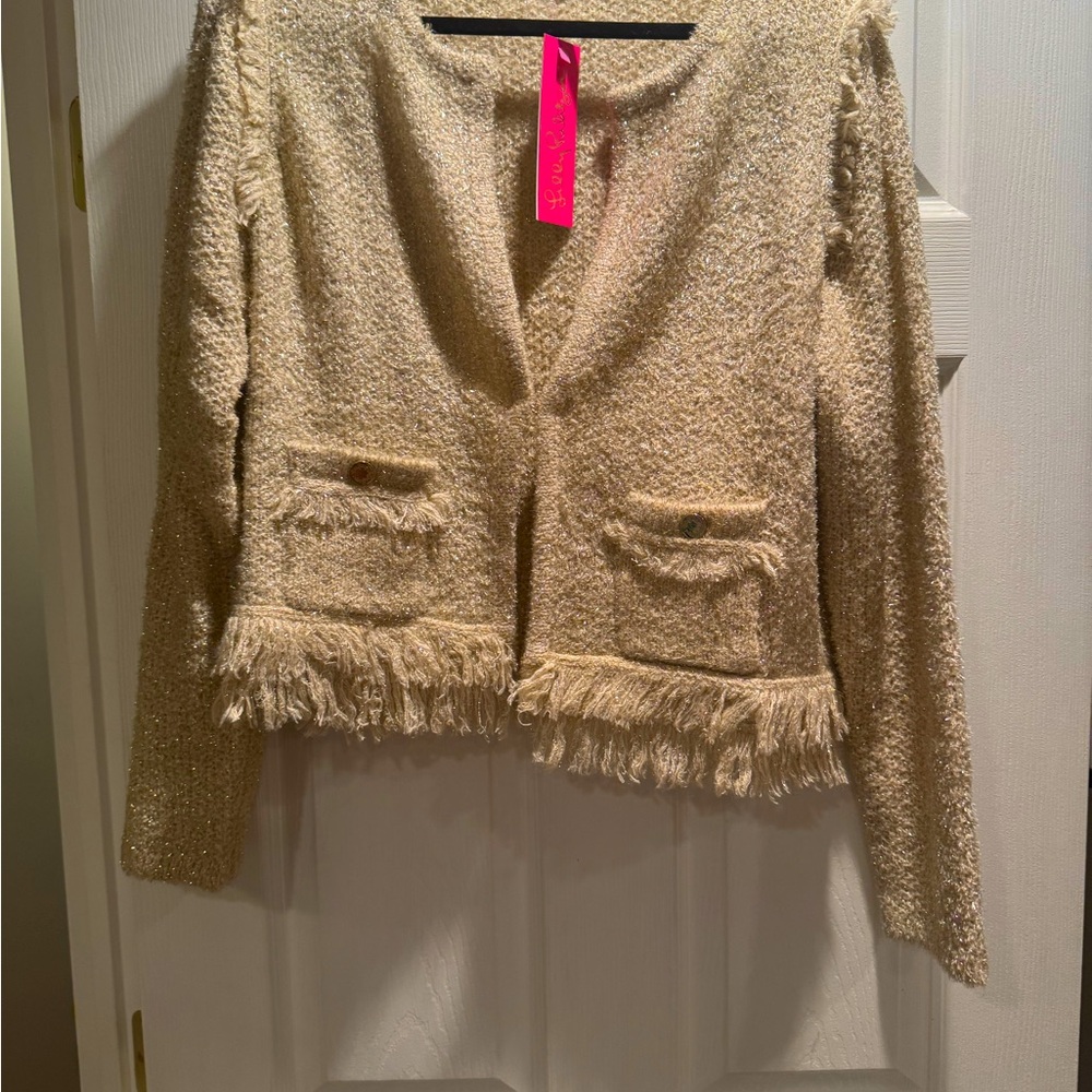 Lily Pulitzer Simora Cardigan Metallic size large.